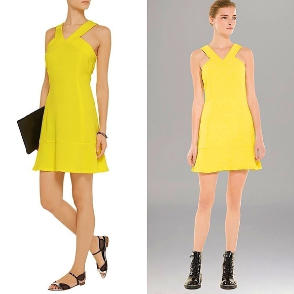 NWT SANDRO Textured Sleeveless Halter V-Neck Ruffle Flounce Hem Sheath Dress L - Picture 1 of 5